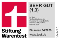 Stiftung Warentest Siegel Sehr gut 1,3 für die Beihilfe-Tarife